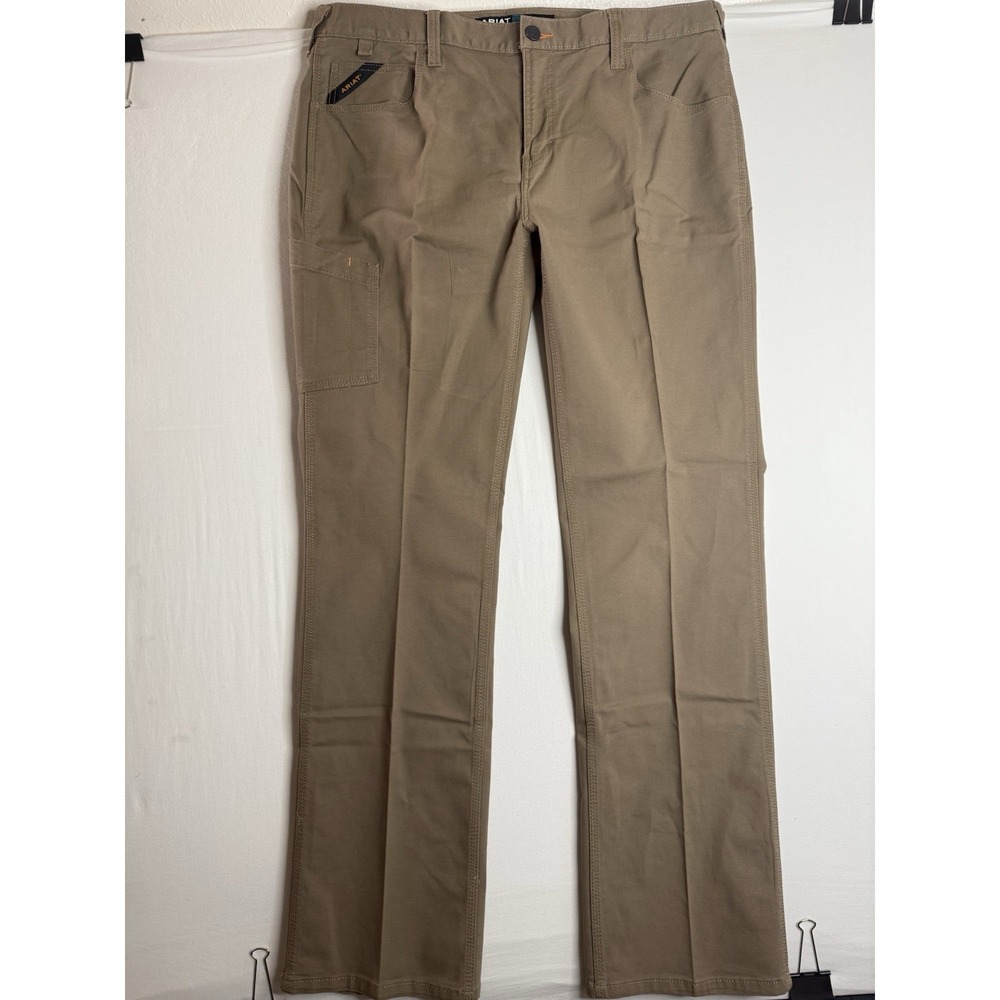 Ariat M7 Rebar Slim Straight Men 38x36 Western Cowboy Workwear Pants Field Khaki